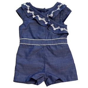 Janie and Jack • Ruffle Chambray Romper - 2T